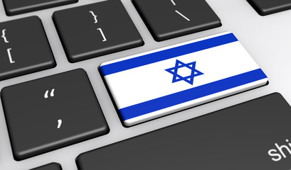 Wall Mural - Israeli Flag Computer Keyboard