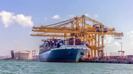 Cargo Ship Loading Containers