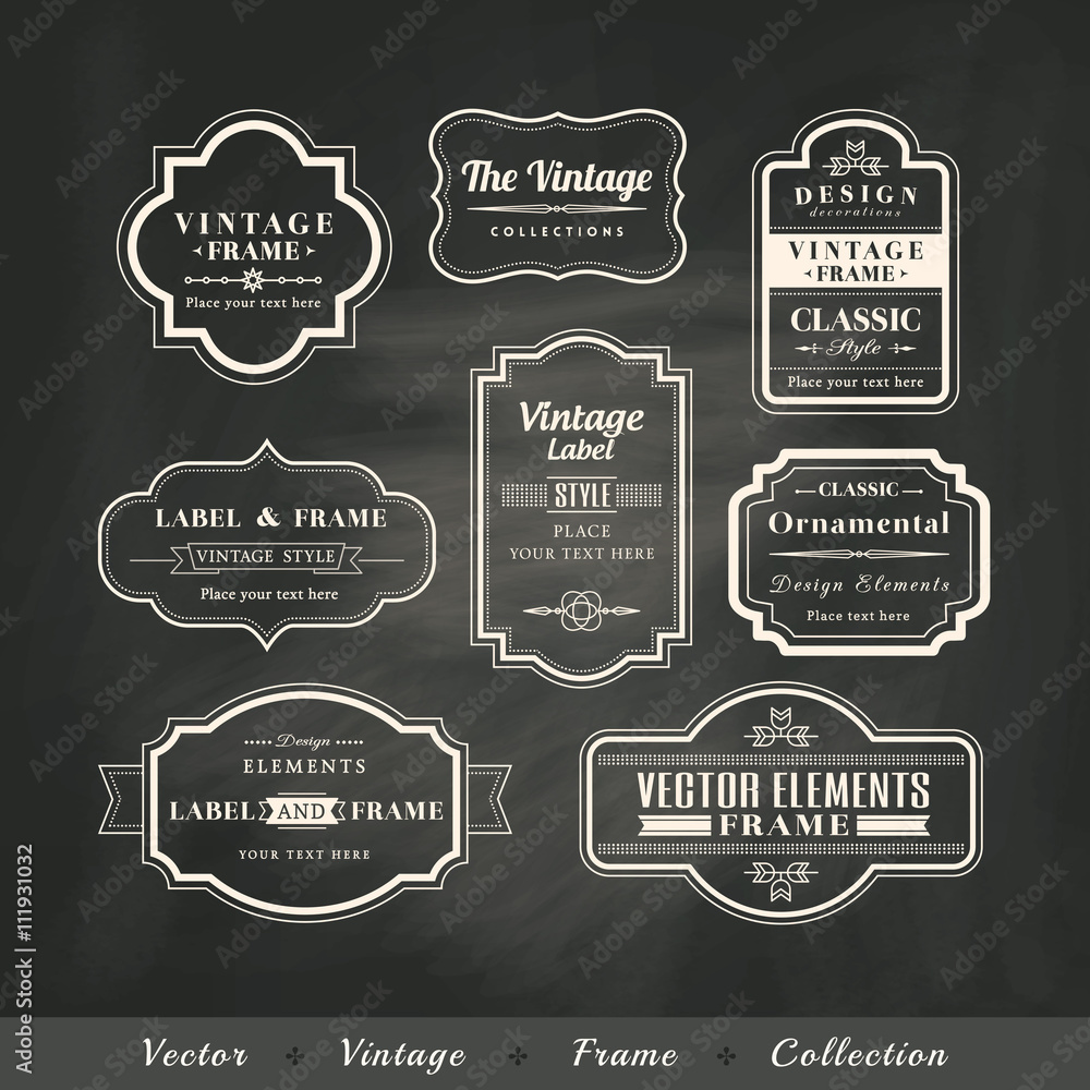 vector vintage frame set on chalkboard background calligraphic design ...