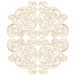 Wall Mural - Golden vintage frame scroll ornament engraving border floral retro pattern antique style acanthus foliage swirl decorative design element filigree calligraphy vector | damask - stock vector