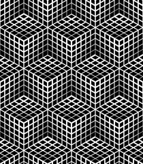 Wall Mural - Vector seamless texture. Modern abstract background. Monochrome repeating pattern with cubes.