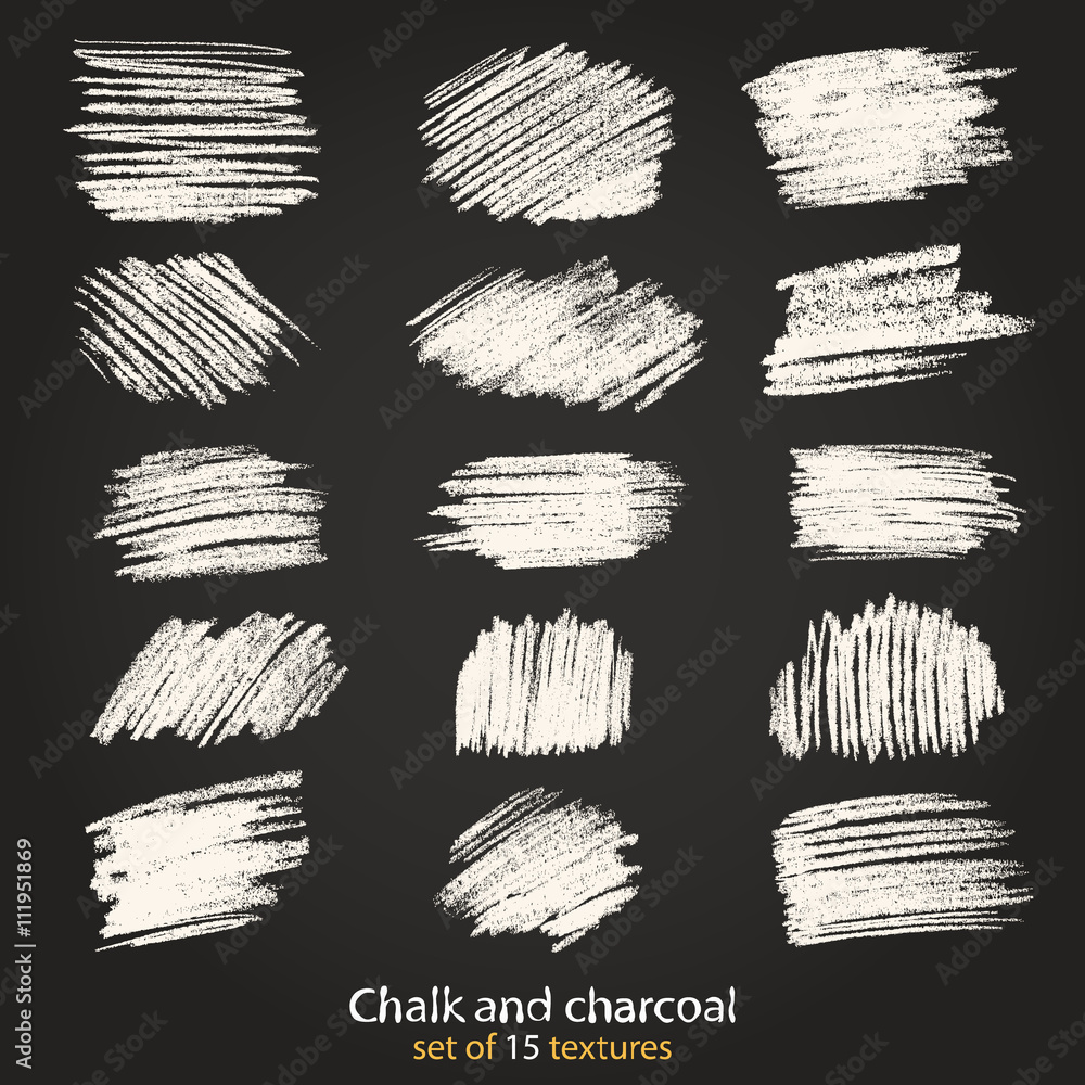 Set of vector grunge texture created with chalk and charcoal. 
 - obrazy, fototapety, plakaty 