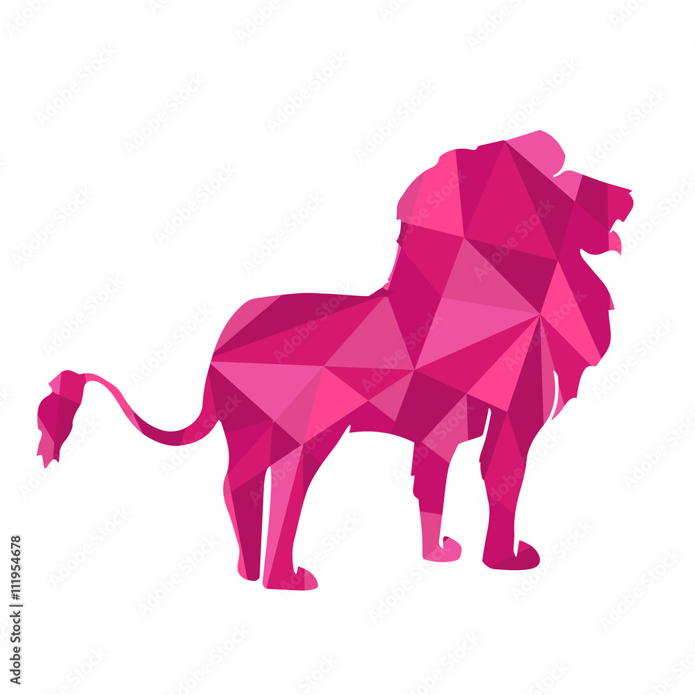 pink shapes abstract lion. Animal isolated Stock Photo | Adobe Stock
