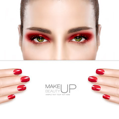 Wall Mural - beauty makeup and nail art concept