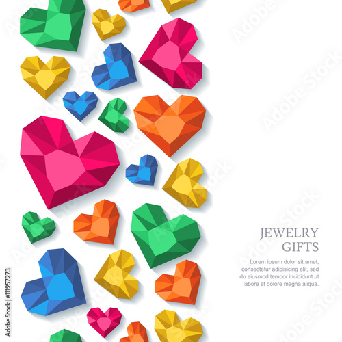 Vector Seamless Vertical Background With Diamonds Gems Jewels In
