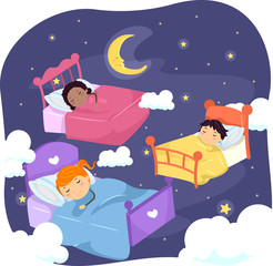 Stickman Kids Bed Night Sky