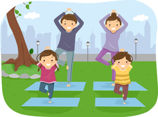 Sticker - Stickman Family Yoga Outdoor