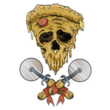 Skull Pizza Slice.vector Illustration.