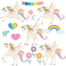 Cute Unicorn Vector Illustration 