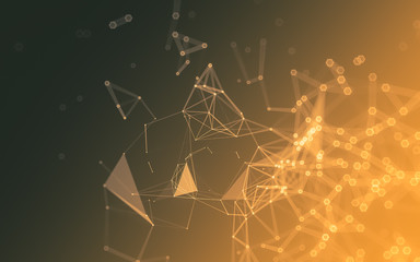 Abstract polygonal space low poly dark background, 3d rendering