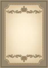 Wall Mural - Vintage ornament frame and decorative ribbon in retro style