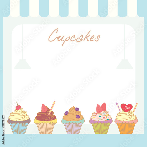 Illustration vector of cupcakes menu template design in Illustration vector of cupcakes menu template design in