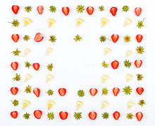 Frame With Slices Of Strawberries And Slices Of Lemon