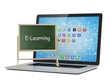 © Natalia Merzlyakova - Laptop with chalkboard, e-learning, online education concept. 3d rendering.