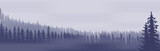 Fototapeta Las - Horizontal abstract banners of hills of coniferous wood in dark blue tone.