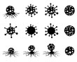 Set of virus and cancer cell in silhouette style