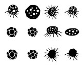 Fototapeta Most - Set of cancer cell icons in silhouette style