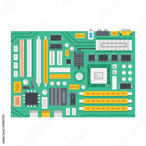 Download Vector motherboard illustration. Computer main printed circuit board. Flat design Stock Vector ...