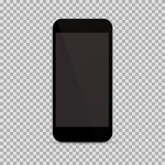 Wall Mural - Realistic black smartphone in realistic style with blank screen on isolated background. Vector illustration