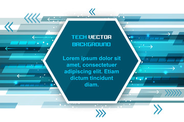 Wall Mural - abstract technology background with hexagon and arrows.