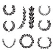 Silhouette laurel and oak wreaths in different  shapes