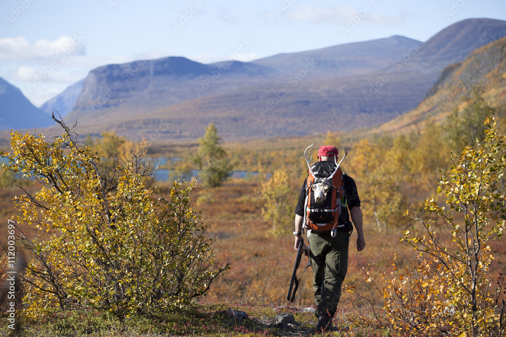 Man hunting, Nikkaluokta, Norrbotten, Lapland, Sweden