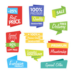 Wall Mural - Big Set of Vector Label, Sticker, Tags. Collection Colorful Abstract Label and Sticker. Blank Label of Modern Style. Best seller, eco product, quality and other icon.