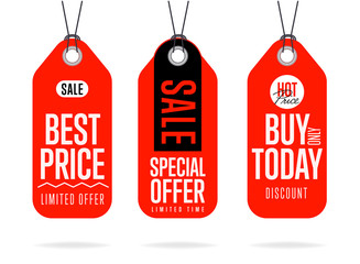 Sale tag vector isolated. Sale sticker with special advertisement offer. Best price tag. Buy today tag. Special offer tag.