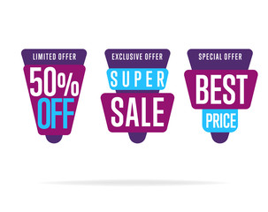 Wall Mural - Sale tag vector isolated. Sale sticker with special advertisement offer. Best price tag. Half price tag. 