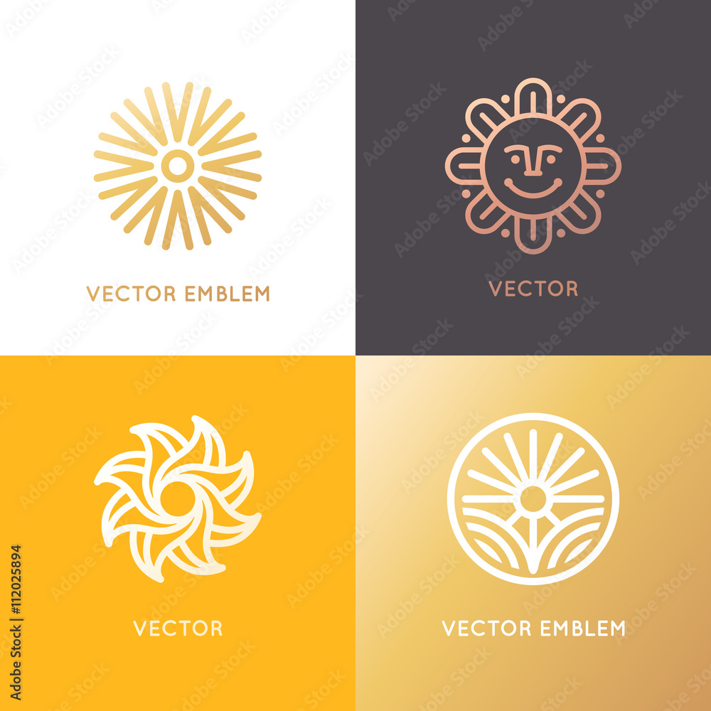 Vector abstract logo design template in trendy linear style Stock ...