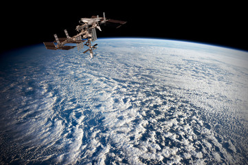 Wall Mural - satellite planet earth ocean international meteorology telecommunication outer space station iss. el