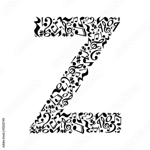 Z Letter Made Of Musical Notes On White Background Alphabet For Art School Trendy Font Graphic Decoration Stock Vector Adobe Stock