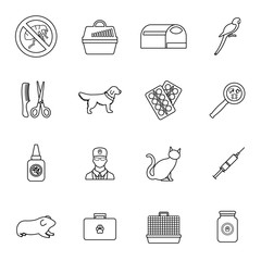 Poster - Veterinary icons set, thin line style