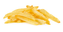 Heap Of French Fries Isolated On White Background