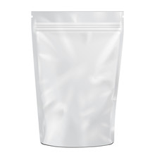 White Blank Foil Food Or Drink Pack Bag Vector EPS10