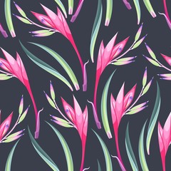 Canvas Print - Jungle flowers seamless