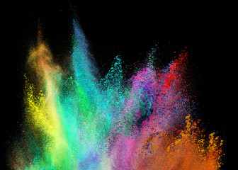 explosion of colored powder on black background