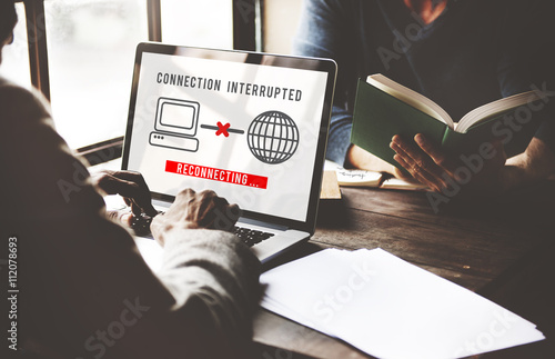 Fotografie, Obraz Interrupted Inaccessible Unavailable Disconnected Error Concept