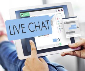 Wall Mural - live chat chatting communication digital web concept