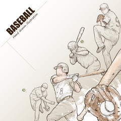 Illustration of baseball. hand drawn. baseball poster. Sport background.