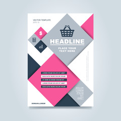Wall Mural - Brochure design template, business layout, vector illustration. Cover and back side for flyer or magazine.