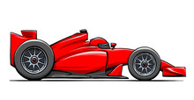 Child's Funny Cartoon Formula Race Car Illustration Art