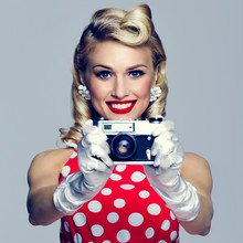 Woman, With No-name Camera, Taking Picture, Dressed In Pin-up St