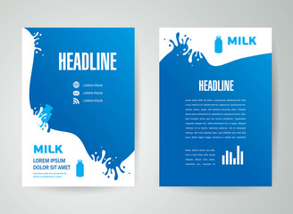 Wall Mural - flyer brochure design template milk splash liquid drops element