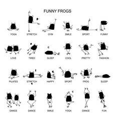 Poster - Funny frogs collection, sketch for your design