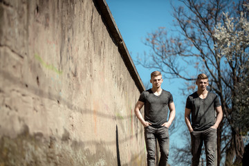 Wall Mural - Handsome male twins