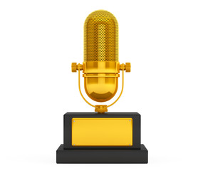 Leinwandbilder - Music Award Concept. Golden Microphone. 3d Rendering