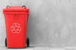 Red Garbage Trash Bin. 3d Rendering