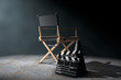 © doomu - Director Chair, Movie Clapper and Megaphone in the volumetric li