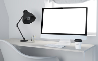 Wall Mural - 3d desktop workspace rendering